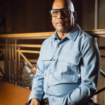 Glenn Ligon photographed at Fitzwilliam Museum, Cambridge, December 2023